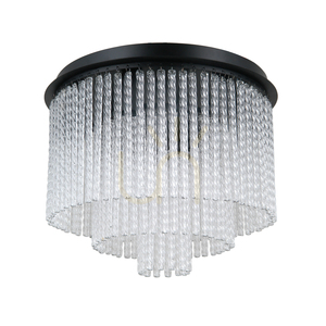 Italux Naute Black Glass Flush Ceiling Light, 7×E14, 38 cm, PLF-40931-7A-BK small 0
