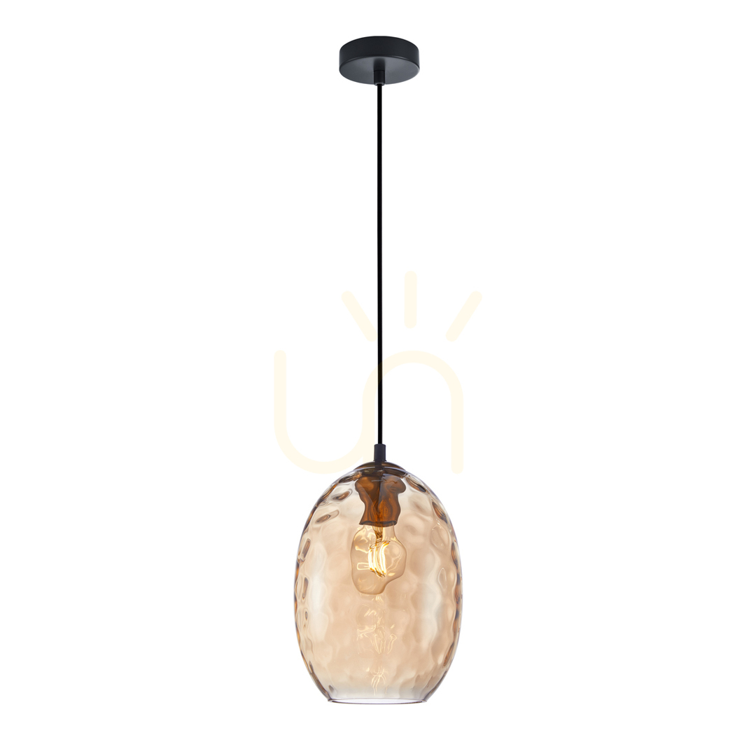 Pendant Light Italux Amber Glass E27 18 cm PND-3031-1-BRO-AMB