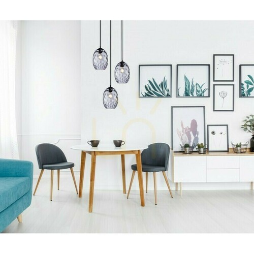 Check Italux Novala 3-Light E27 Pendant Lamp, Black and Smoked Glass PND-3031-3A-BK-SG