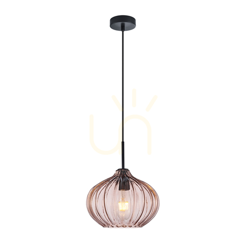 Check Italux Pansol Black Glass Pendant Light E27 25 cm PND-2940-1S-BK-CF