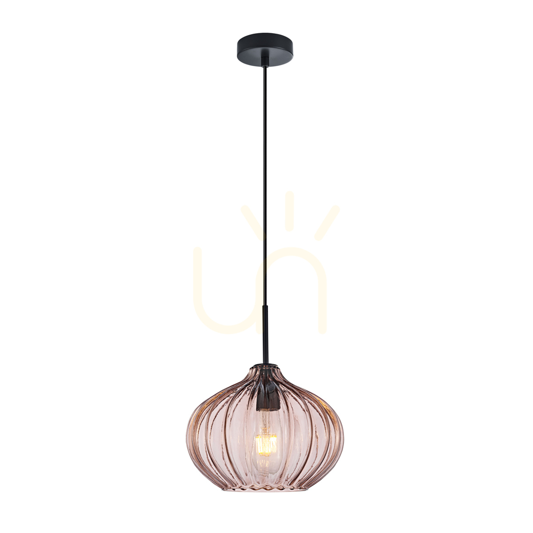 Italux Pansol Black Glass Pendant Light E27 25 cm PND-2940-1S-BK-CF