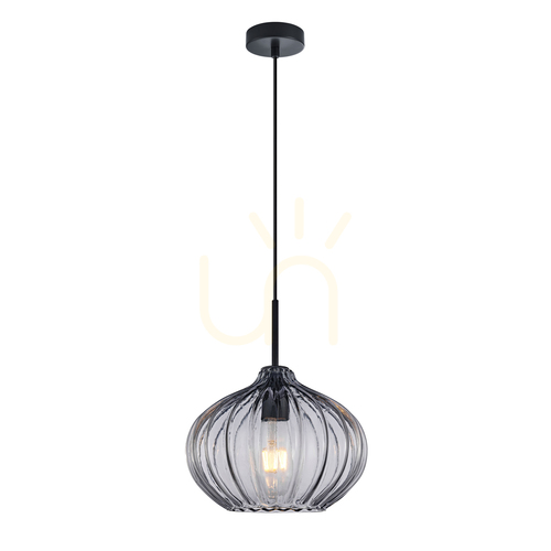 Check Italux Pansol Smoky Glass Black E27 Pendant Light PND-2940-1S-BK-SG2