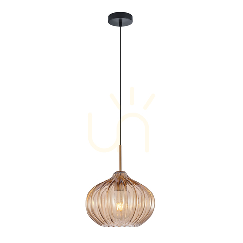 Check Pendant Light Italux Amber Glass Gold 25 cm E27 PND-2940-1S-BRO-AMB