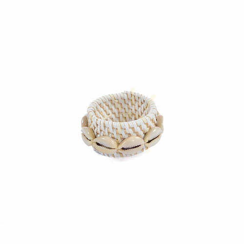 Check Rattan Shell Napkin Ring White