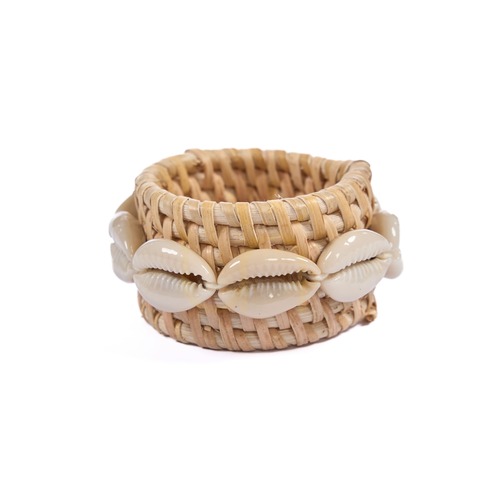 Check Rattan Shell Napkin Ring Natural White