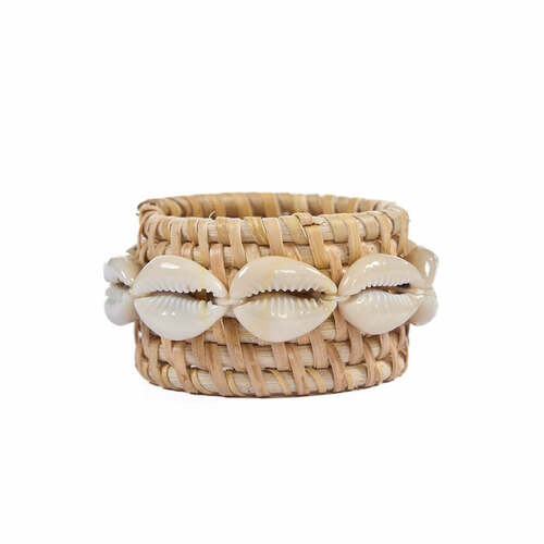 Check Rattan Shell Napkin Ring Natural White
