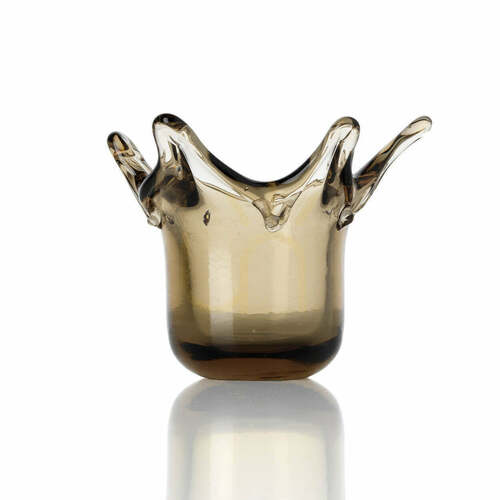 Check Smoke Crown Candle Holder 13 cm