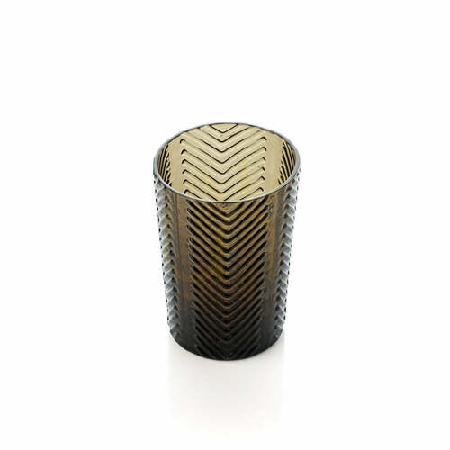 Check Smoked Herringbone Glass Tumbler 10 cm