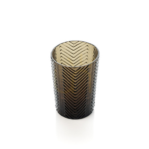 Smoked Herringbone Glass Tumbler 10 cm small 2