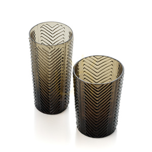 Smoked Herringbone Glass Tumbler 10 cm small 4