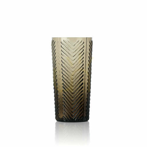 Check Herringbone Highball Smoke Glass Vase 17.5 cm