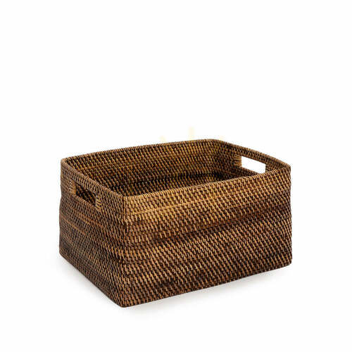 Check Wicker Magazine Basket Colonial Collection Natural Brown Large