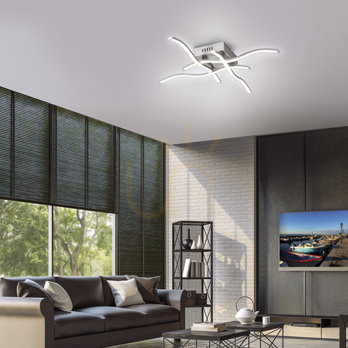 Check WAVE 15131-55 LED ceiling light, steel, 4 arms, 55 cm, 3000 K