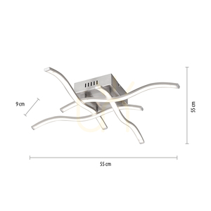 WAVE 15131-55 LED ceiling light, steel, 4 arms, 55 cm, 3000 K small 6