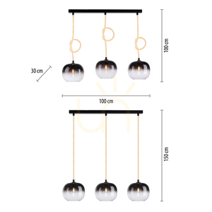 Paul Neuhaus LUMA 2411-18 Pendant Light, Black and White, 3 × E27 with Illuminated Cable small 8