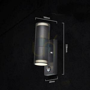 V-TAC GU10 outdoor wall lamp GU10 sensor aluminum top down IP44 black VT-10175PIR 3 year warranty small 4
