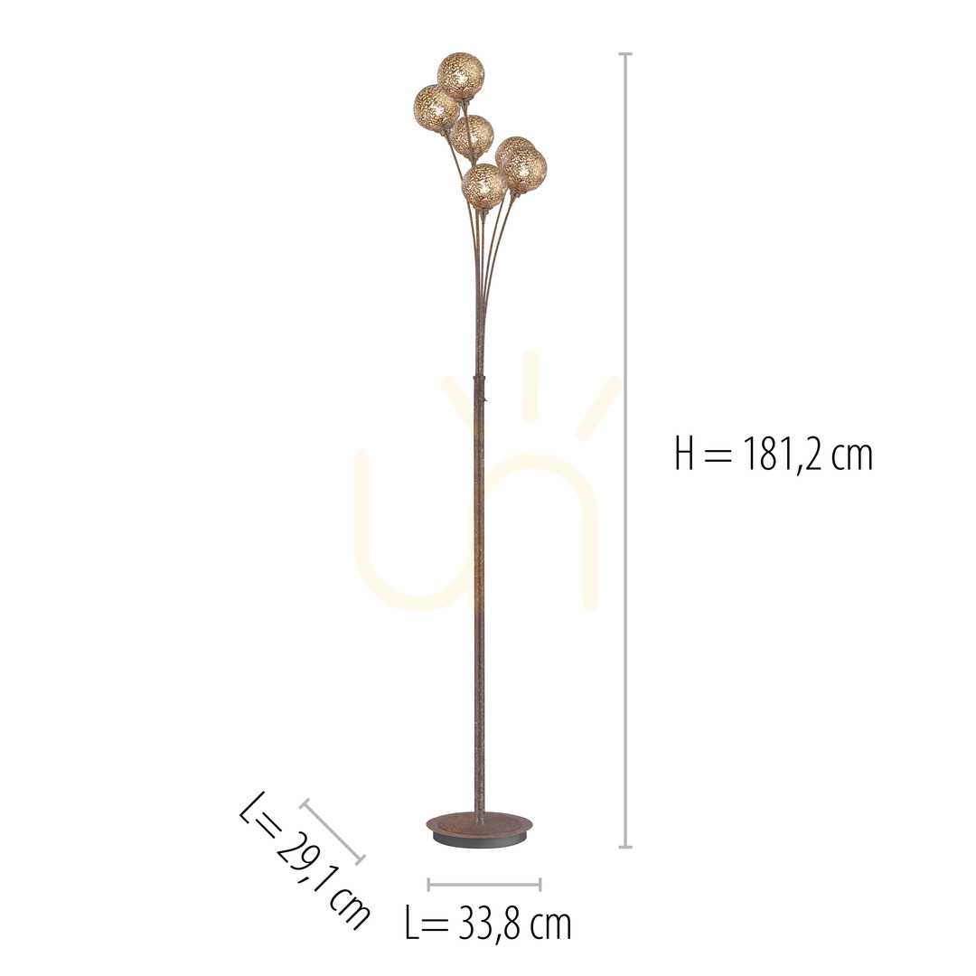 Check GRETA Floor Lamp 398-48 Rust 6xG9 GRETA Floor Lamp 398-48 Rust 6xG9