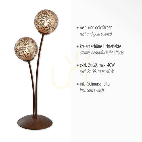 Check Table lamp Paul Neuhaus Greta 4032-48, rust and gold