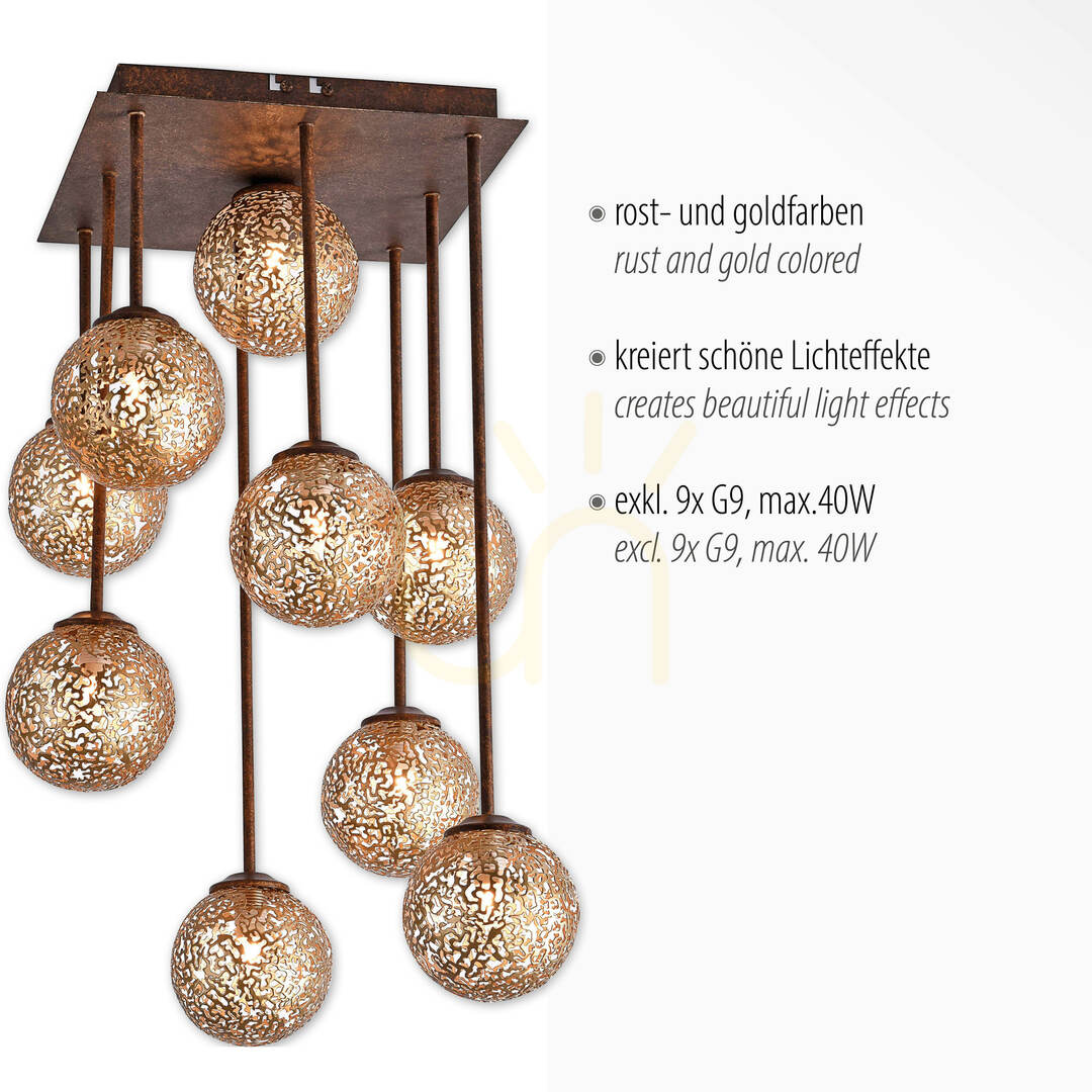 Display Plafond GRETA 6238-48 Rust 9xG9 Plafond GRETA 6238-48 Rust 9xG9