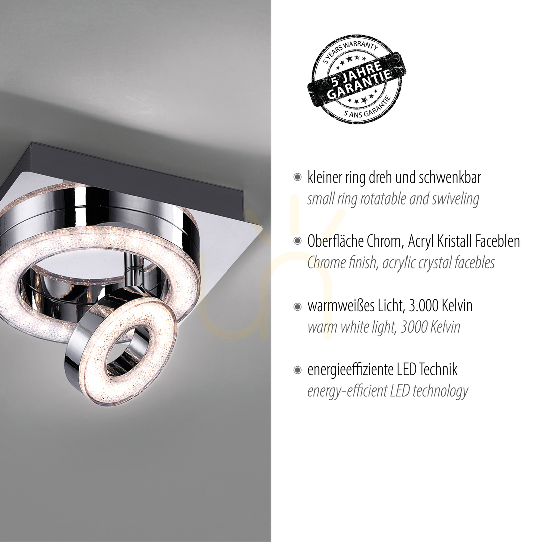 Show TIM Plafond 14520-17 Chrome 2xLED TIM Plafond 14520-17 Chrome 2xLED