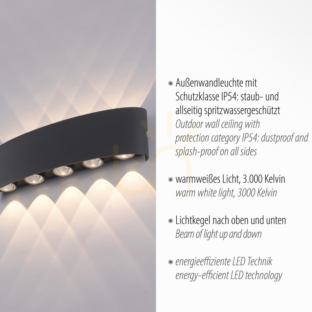 Display CARLO wall lamp 9489-13 Anthracite 10xLED CARLO wall lamp 9489-13 Anthracite 10xLED
