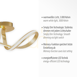 Plafond MELINDA 8331-12 Gold 1xLED small 3