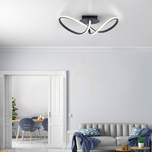 Check MARIA 15403-18 LED Ceiling Light, Black, Wall-Switch Dimmable, 3000 K