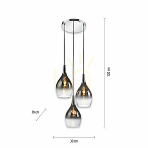 PILUA Pendant Lamp 2062-17 Chrome 3xE27 small 7