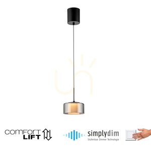 Paul Neuhaus RIKA 2112-18 LED pendant light, black with smoked shade, 15 cm small 1