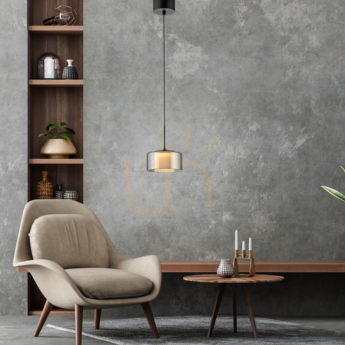 Check Paul Neuhaus RIKA 2112-18 LED pendant light, black with smoked shade, 15 cm