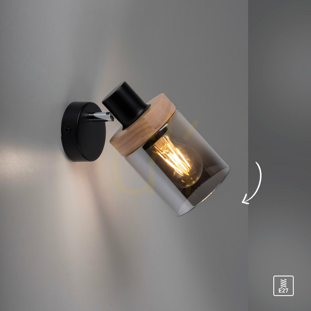 Show PASQUAL wall lamp 11311-18 Black 1xE27 PASQUAL wall lamp 11311-18 Black 1xE27