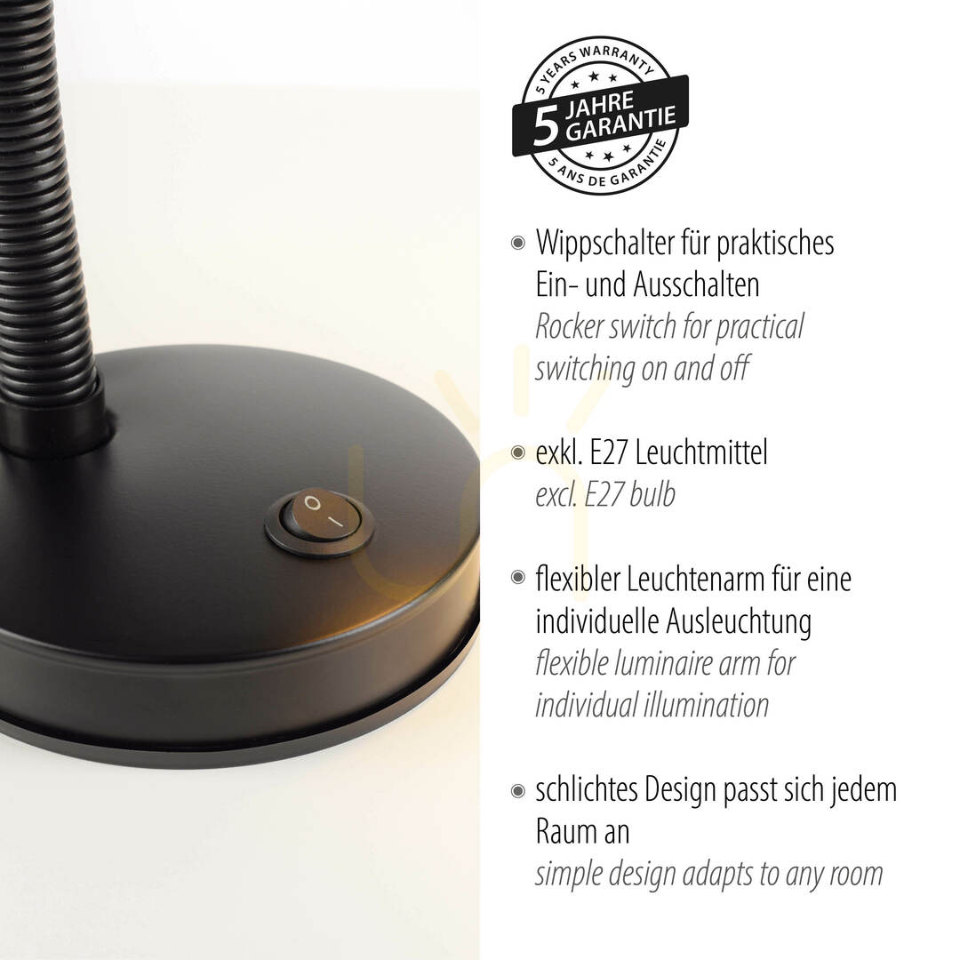 Show FLEXI Table Lamp 11080-18 Black 1xE27 FLEXI Table Lamp 11080-18 Black 1xE27