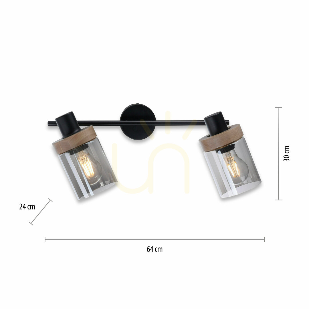 Preview PASQUAL wall lamp 11312-18 Black 2xE27 PASQUAL wall lamp 11312-18 Black 2xE27