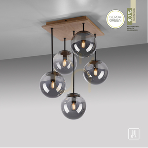 GREEN WIDOW Plafond 11395-79 Black 5xE14 small 10