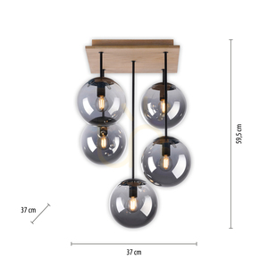 GREEN WIDOW Plafond 11395-79 Black 5xE14 small 7