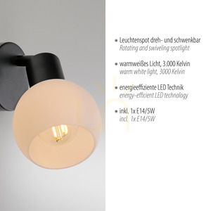 Wall lamp LOKI 12150-18 Black 1xE14 small 3