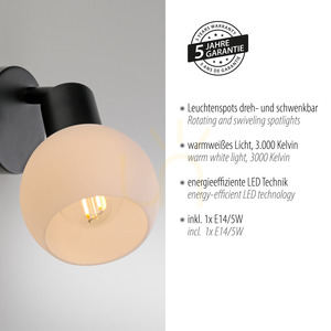 Wall lamp LOKI 12150-18 Black 1xE14 small 4