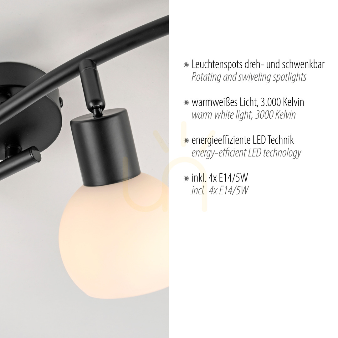 Display Plafond LOKI 12154-18 Black 4xE14 Plafond LOKI 12154-18 Black 4xE14
