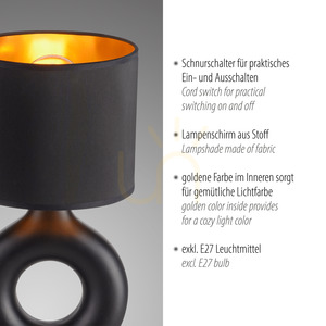 CARARA Table Lamp 14193-18 Black 1xE27 small 3