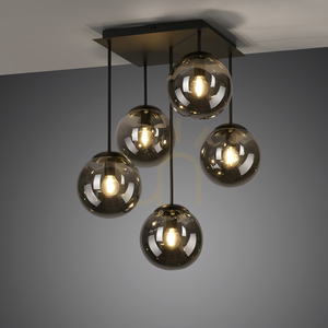 BIG WIDOW 14602-18 black 5-light ceiling light, E14 small 9