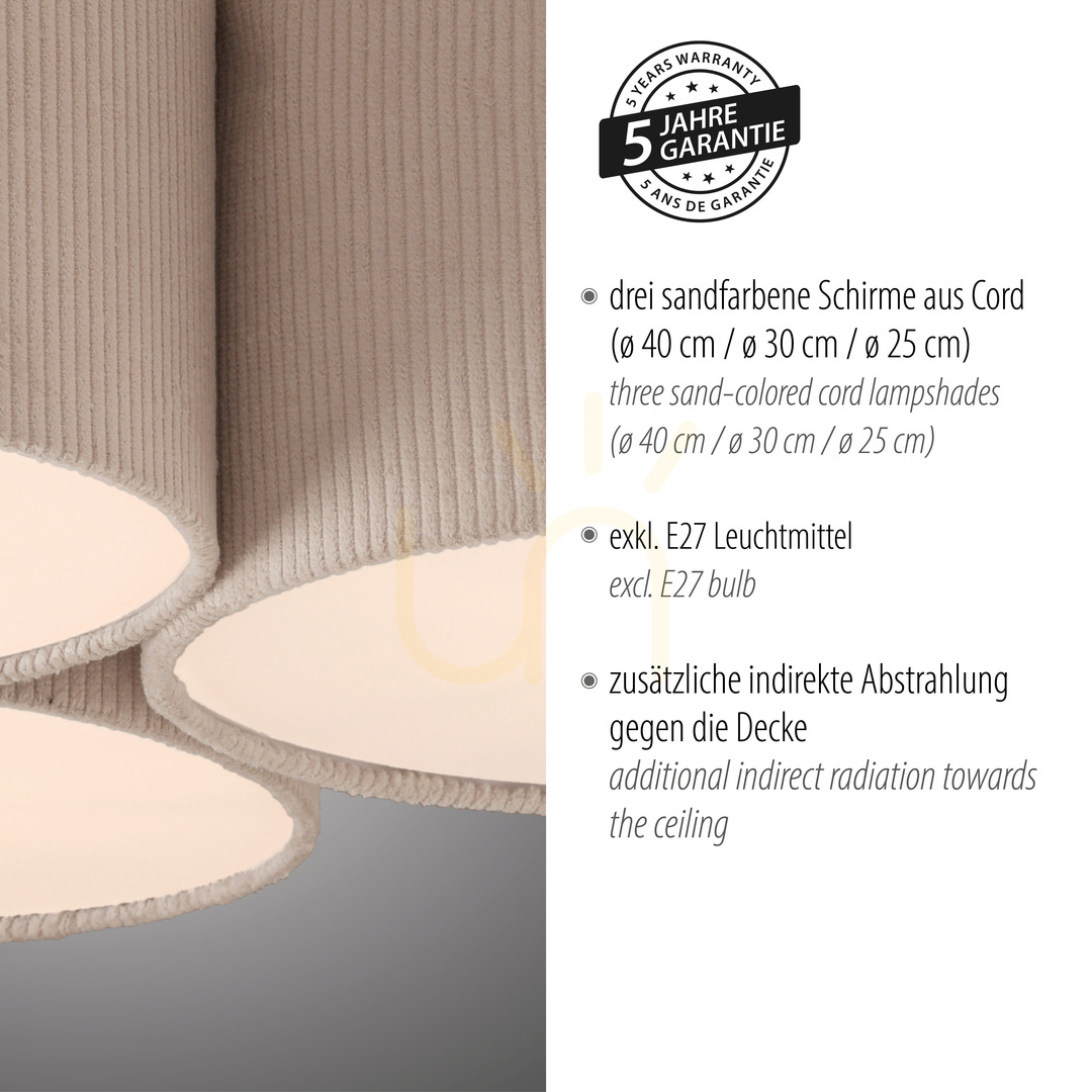 Show GREEN DURO Plafond 14890-39 Beige 3xE27 GREEN DURO Plafond 14890-39 Beige 3xE27
