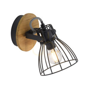 Paul Neuhaus TARO 15117-18 ceiling and wall light, black and wood, 1×E14 small 1