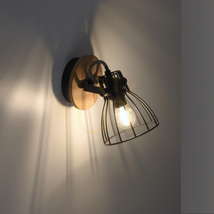 Paul Neuhaus TARO 15117-18 ceiling and wall light, black and wood, 1×E14 small 4