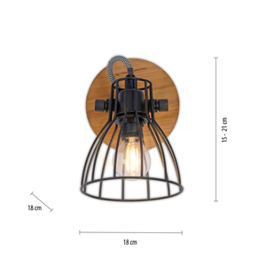 Paul Neuhaus TARO 15117-18 ceiling and wall light, black and wood, 1×E14 small 6