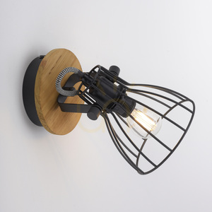 Paul Neuhaus TARO 15117-18 ceiling and wall light, black and wood, 1×E14 small 7