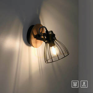 Paul Neuhaus TARO 15117-18 ceiling and wall light, black and wood, 1×E14 small 8