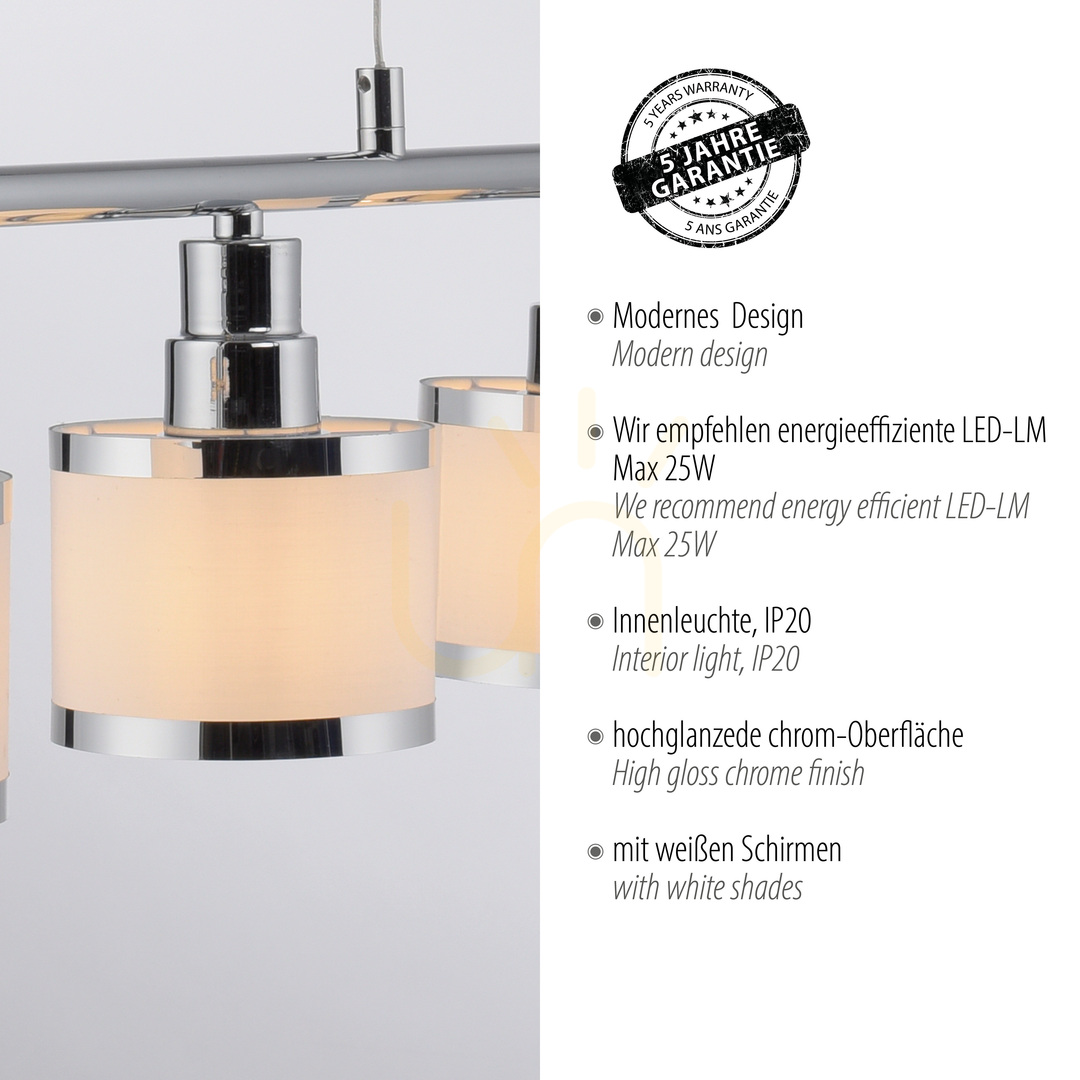 Show ACCOR Pendant Lamp 15375-17 Chrome 5xE14 ACCOR Pendant Lamp 15375-17 Chrome 5xE14