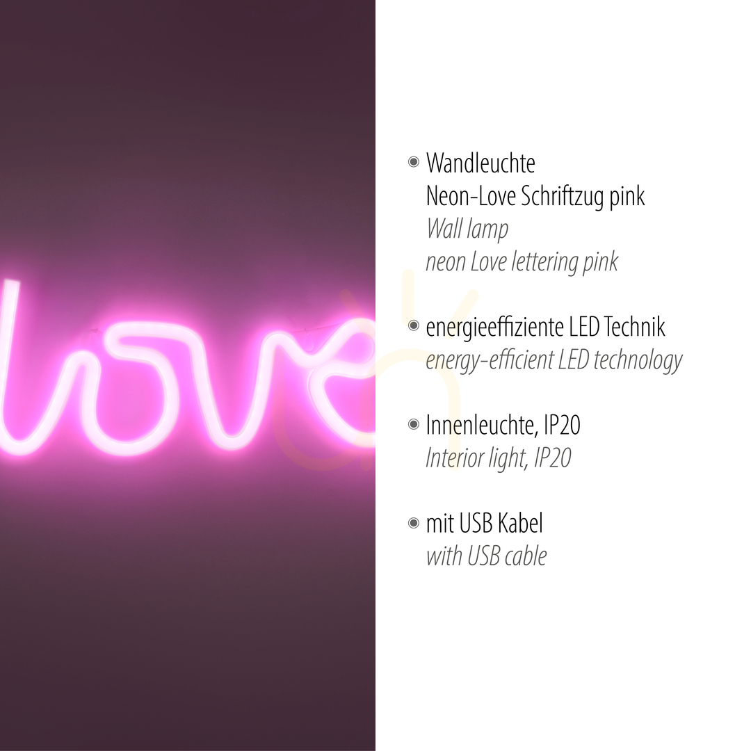 Display NEON-LOVE wall lamp 85021-87 Pink 1xLED NEON-LOVE wall lamp 85021-87 Pink 1xLED