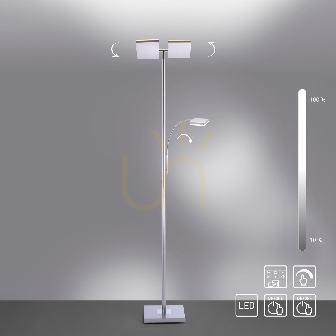 View RUBEN Floor Lamp 11725-55 Silver 2xLED RUBEN Floor Lamp 11725-55 Silver 2xLED