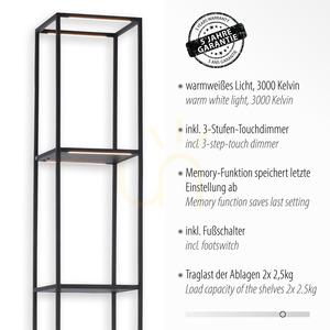 Paul Neuhaus CONNI 401-18 floor lamp with shelves, black, 140 cm, 3000 K small 3